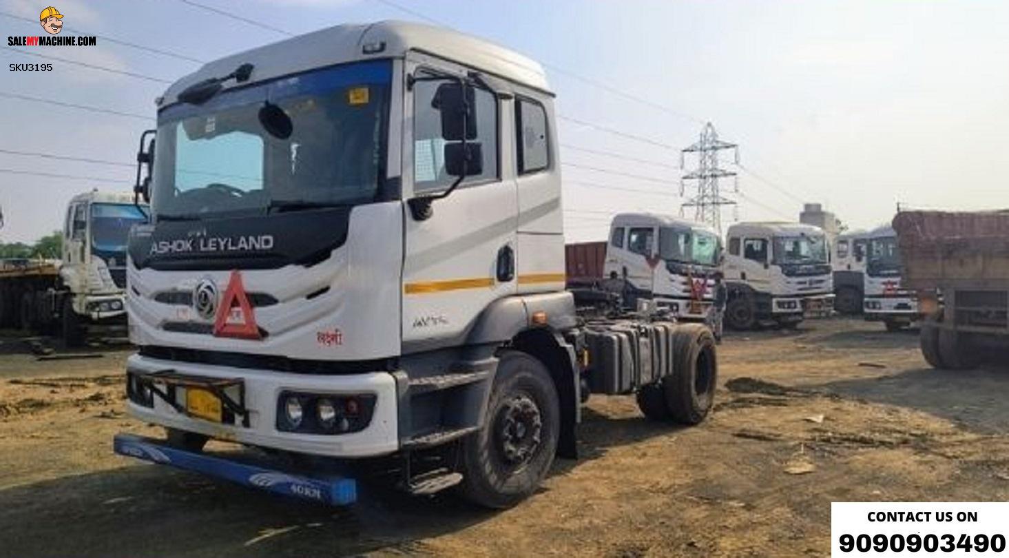 Used Ashok Leyland Cab with 40 ft Flat bed trailer for sale